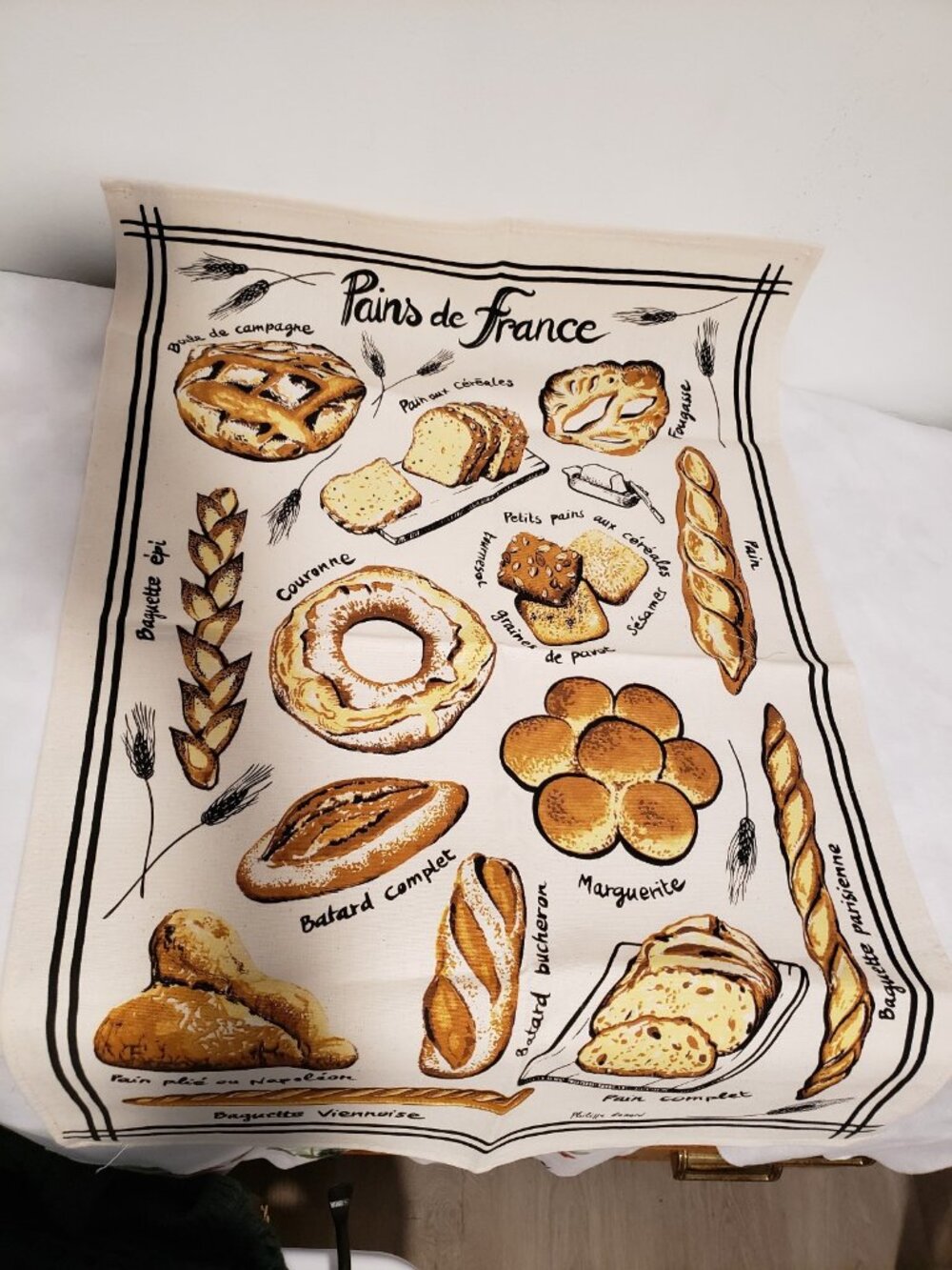 kitchen cotton towel tapestry decor france french bread baguette